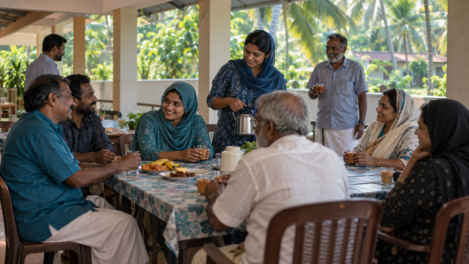 AI illustration of a Kerala community gathering